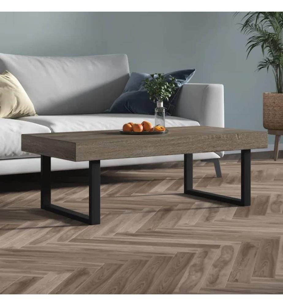 Table basse Gris et noir 120x60x40 cm MDF et fer
