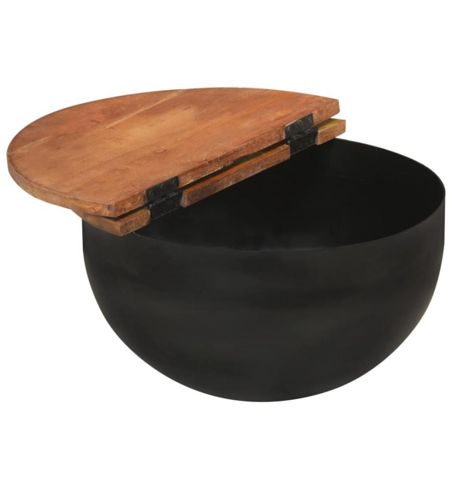 Ensemble de tables basses 2 pcs noir bois récupération massif