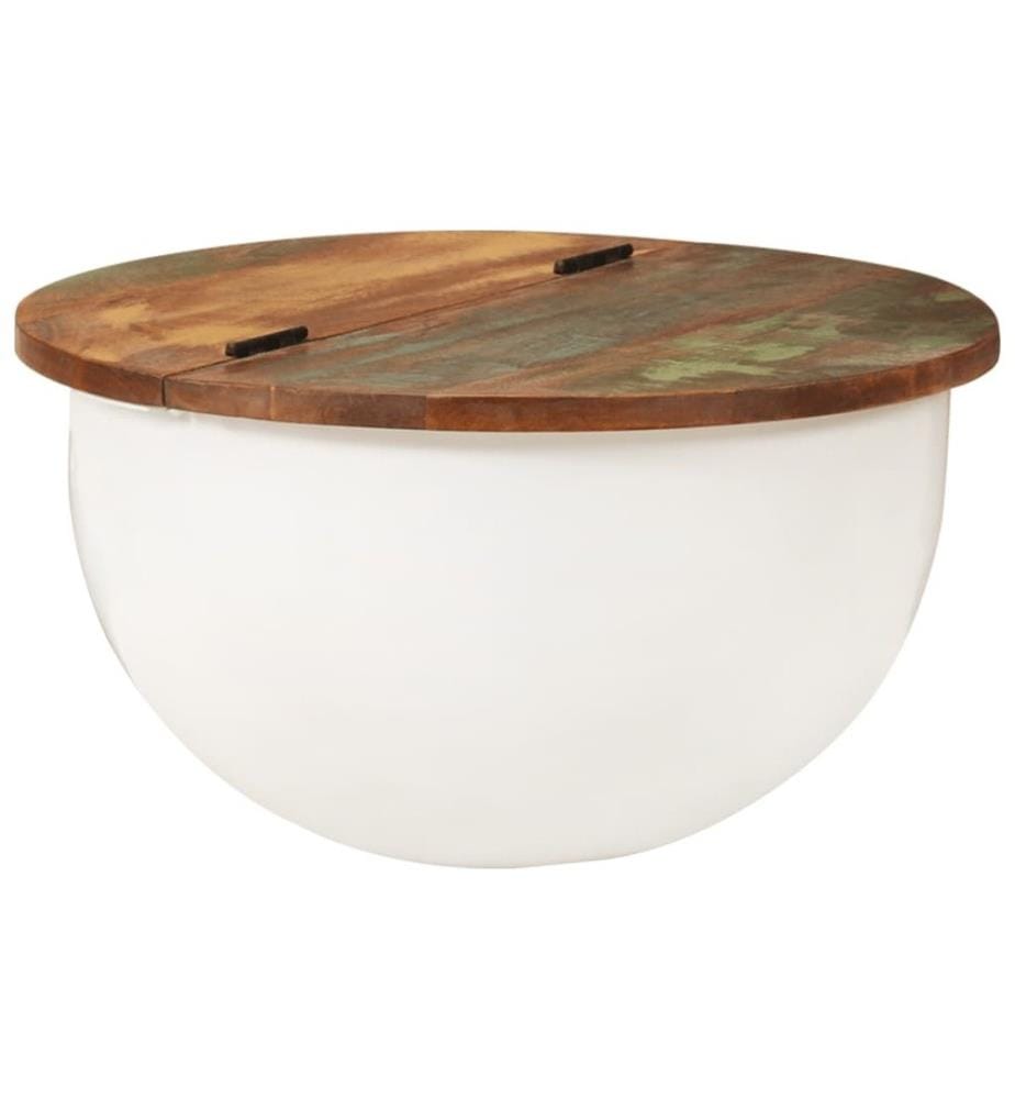Table basse blanc 50x27 cm bois de récupération massif