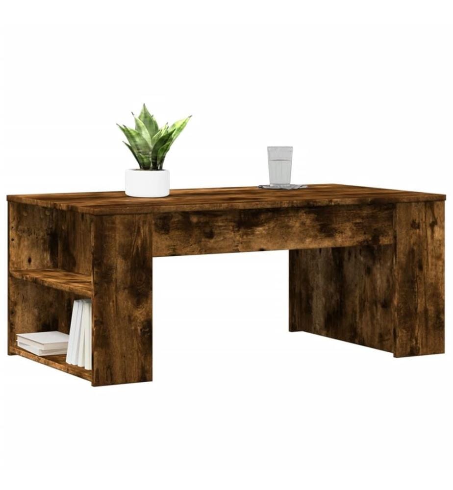 Table basse chêne fumé 102x55x42 cm bois d'ingénierie