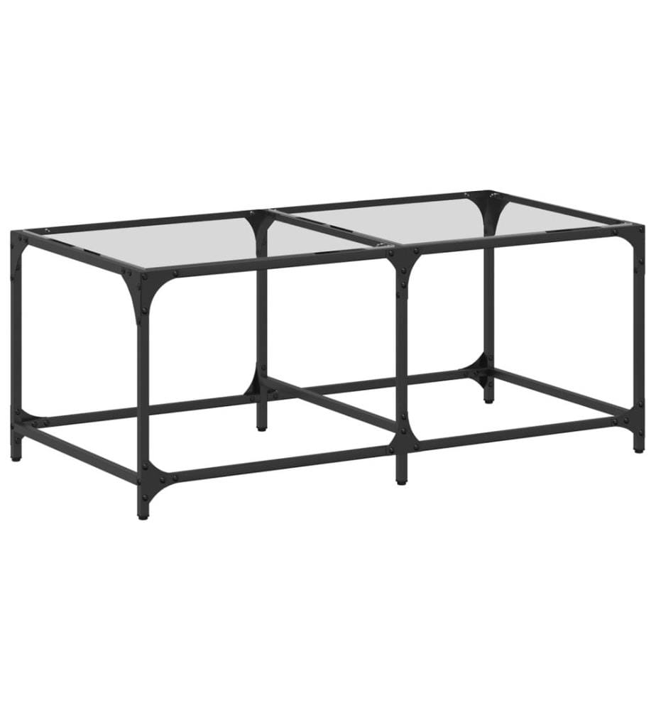 Couchtisch mit Glasplatte Transparent 98,5x50x40 cm Stahl