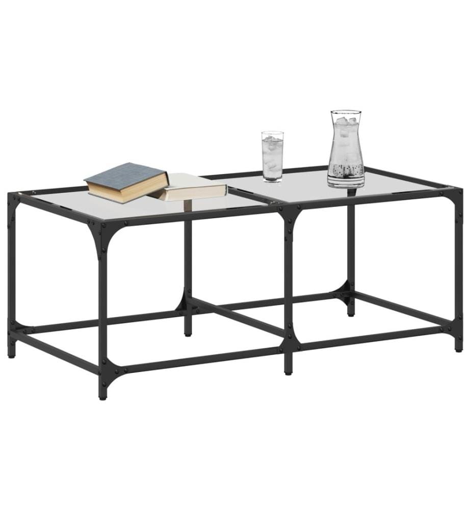 Couchtisch mit Glasplatte Transparent 98,5x50x40 cm Stahl