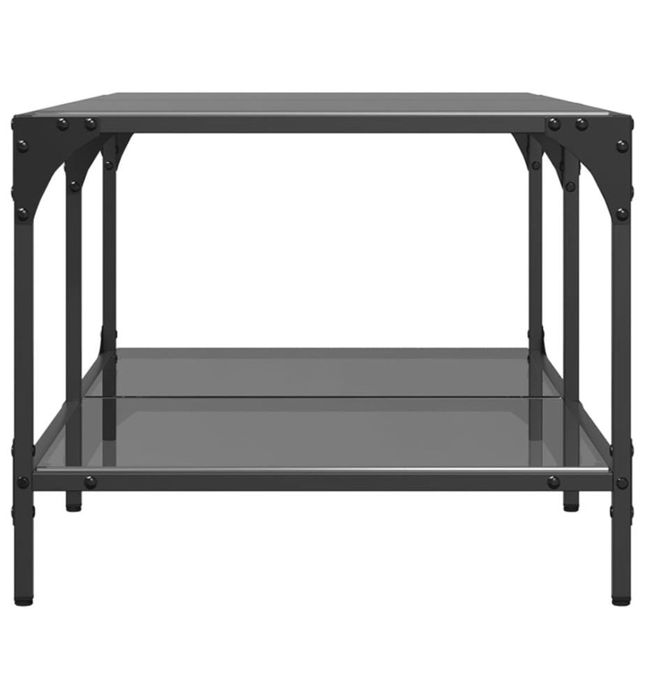 Couchtisch mit Glasplatte Schwarz 98,5x50x40 cm Stahl