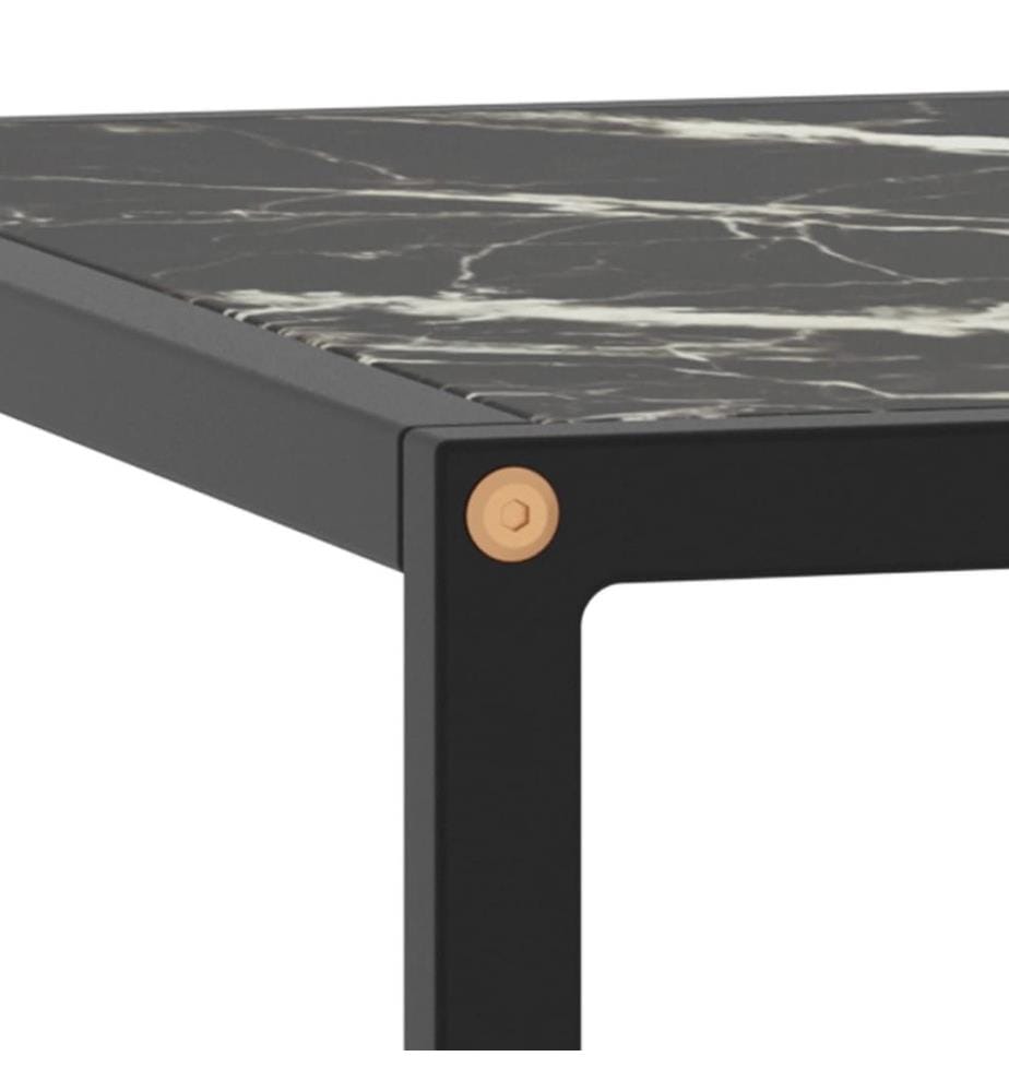 Couchtisch Schwarz mit Schwarzem Glas in Marmor-Optik 60x60x35