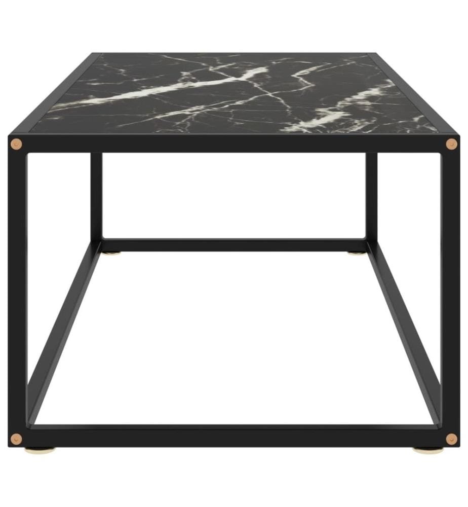 Couchtisch Schwarz mit Schwarzem Glas in Marmor-Optik 100x50x35