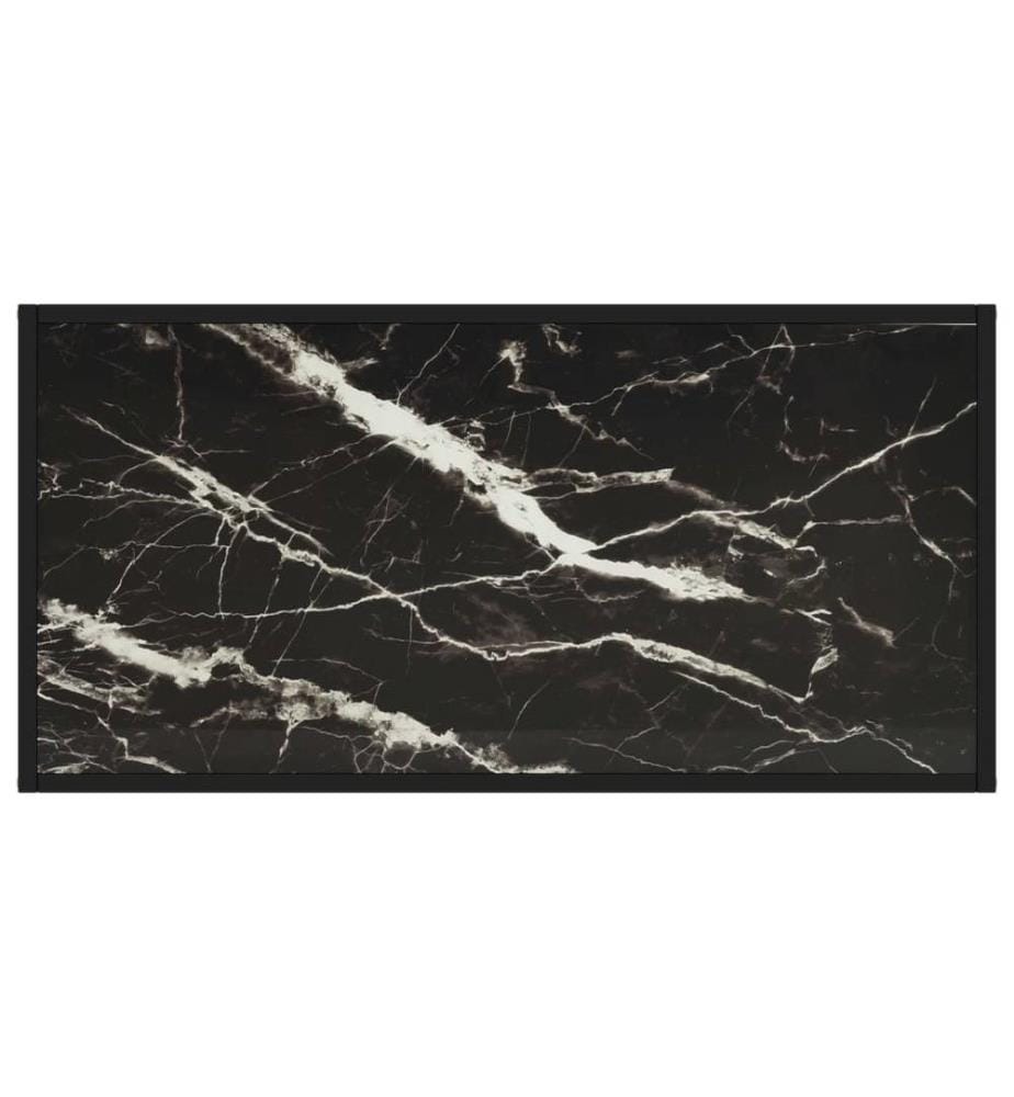 Couchtisch Schwarz mit Schwarzem Glas in Marmor-Optik 100x50x35