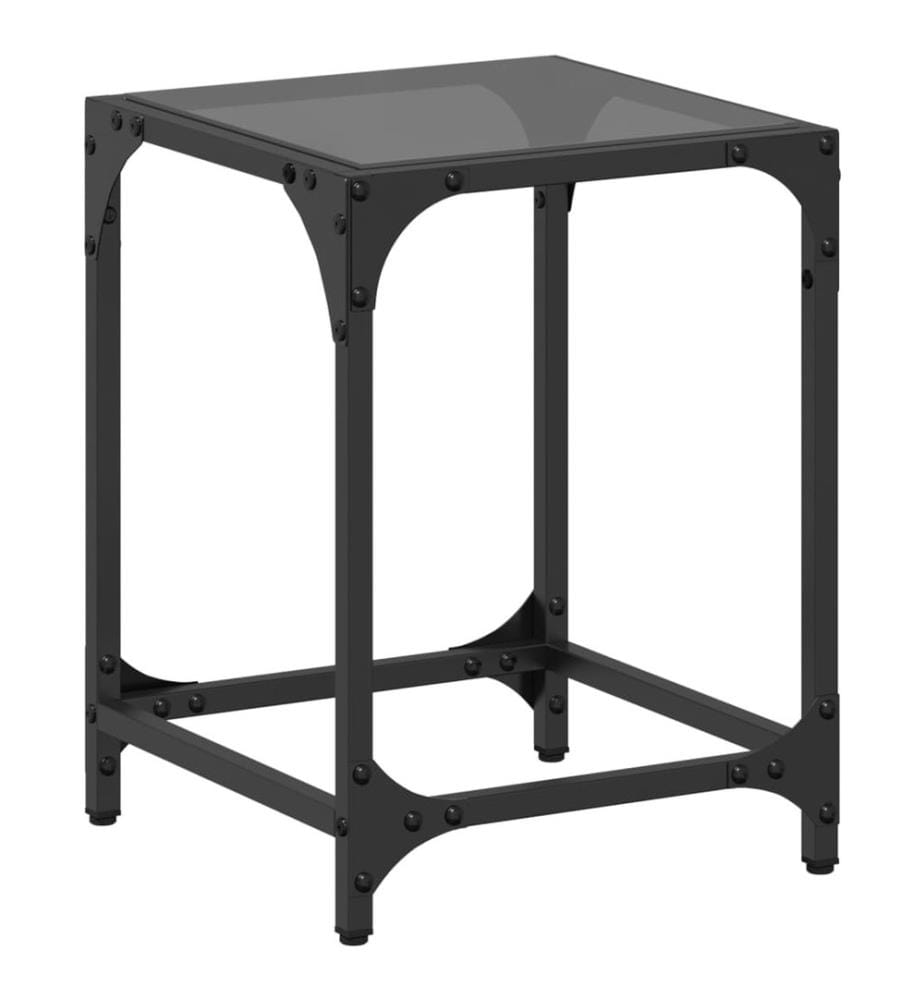 Couchtisch mit Glasplatte Schwarz 30x30x40 cm Stahl