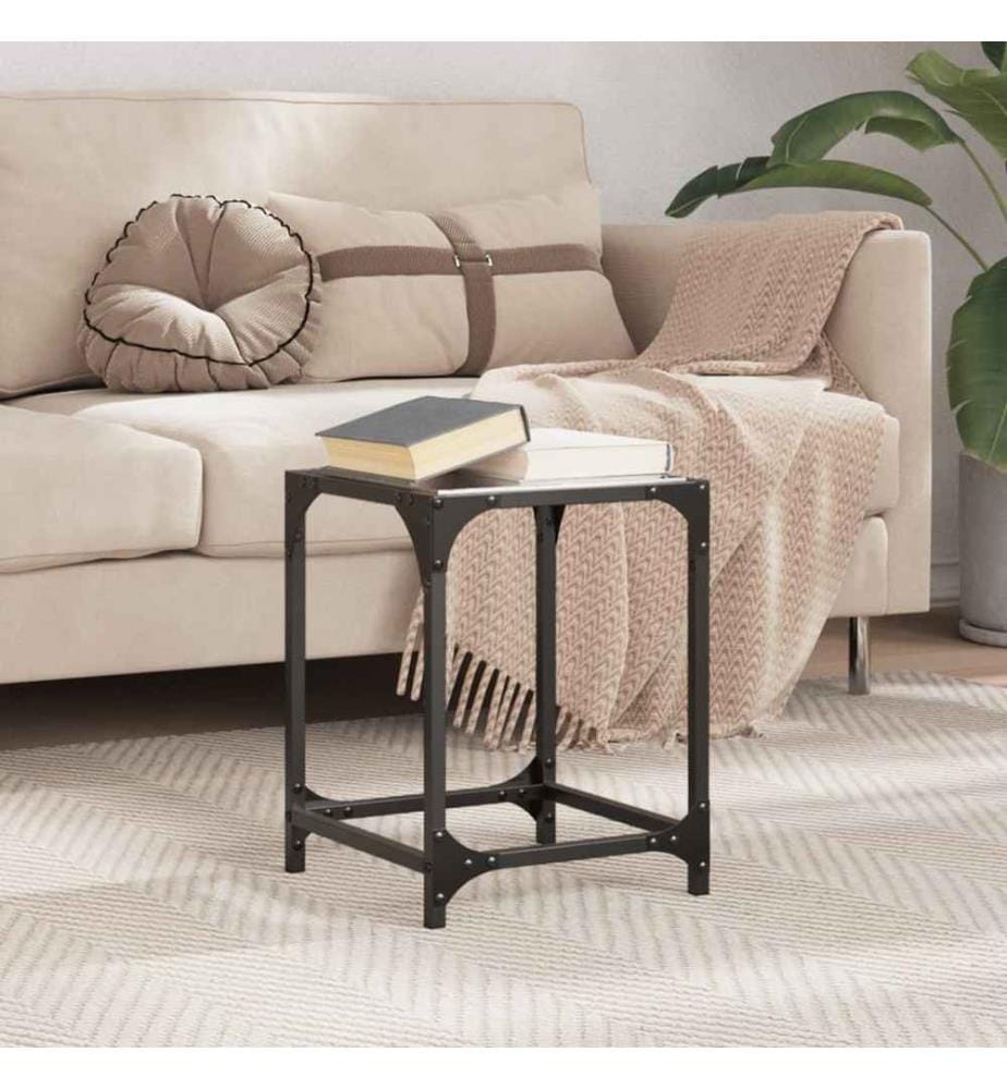 Couchtisch mit Glasplatte Schwarz 30x30x40 cm Stahl