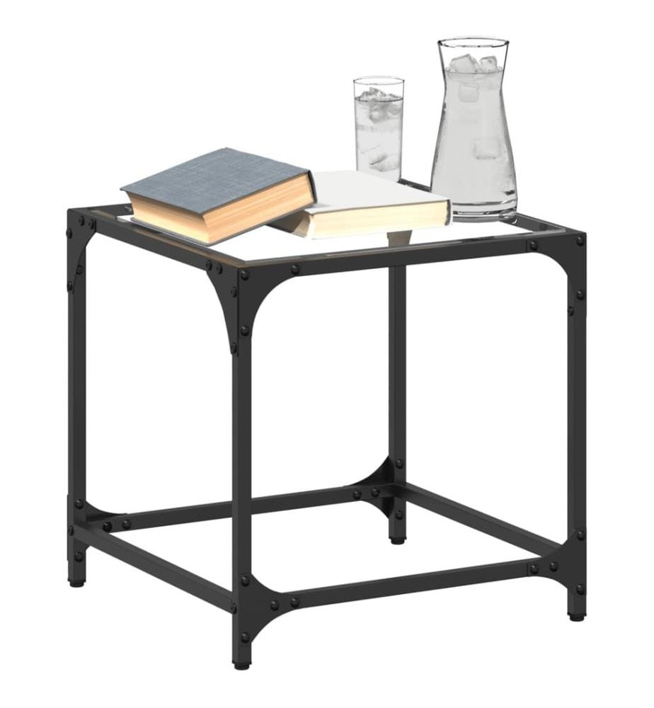 Couchtisch mit Glasplatte Transparent 40x40x40 cm Stahl