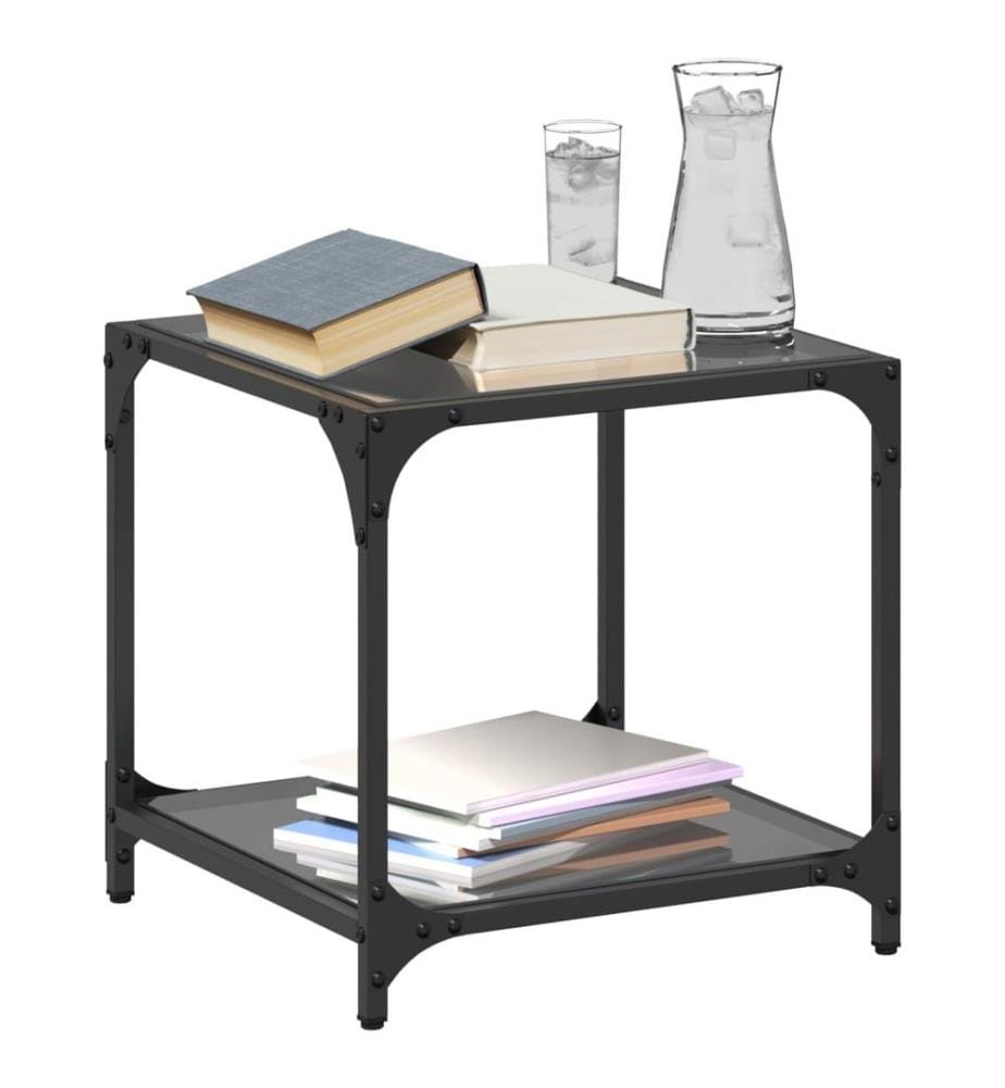 Couchtische mit Glasplatte 2 Stk. Schwarz 40x40x40 cm Stahl
