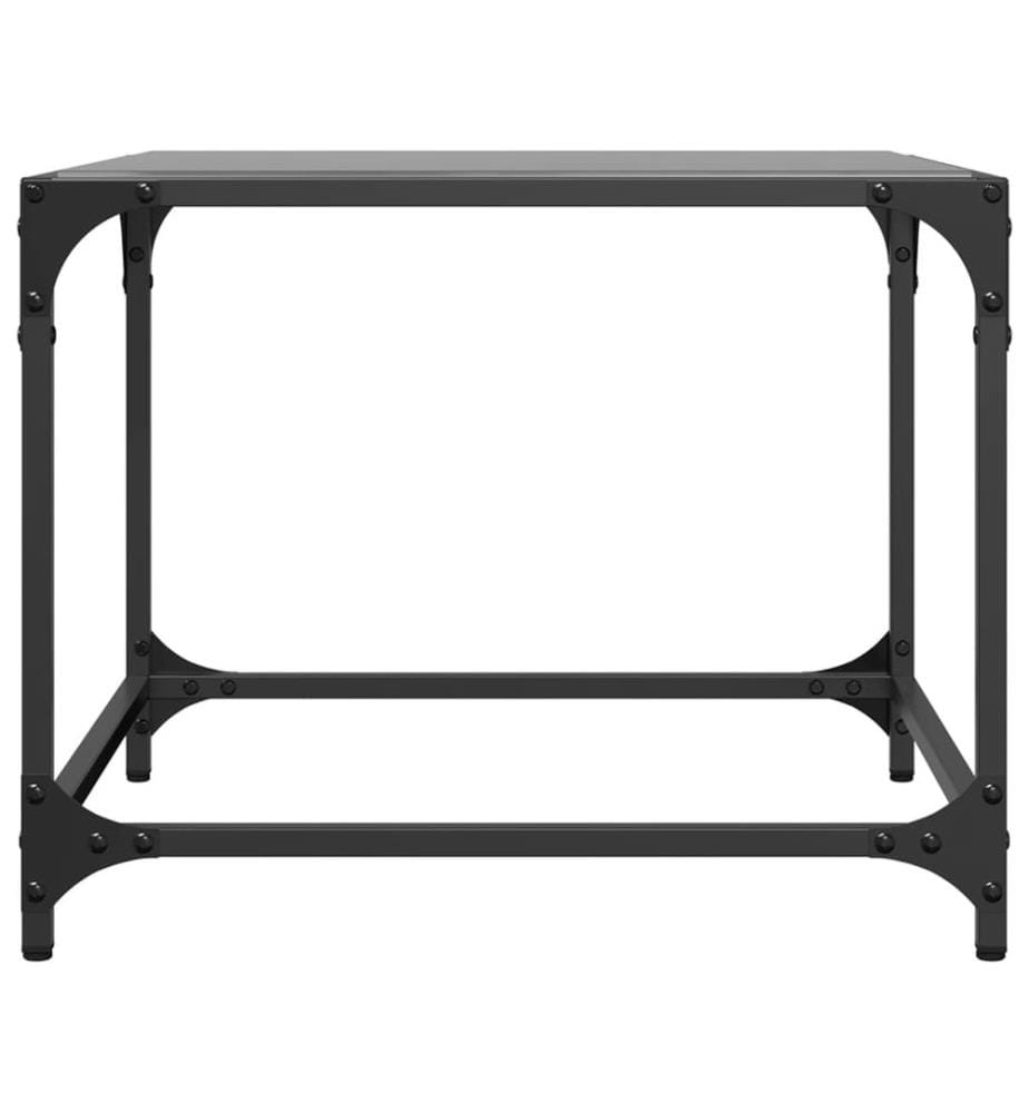 Couchtisch mit Glasplatte Schwarz 50x50x40 cm Stahl