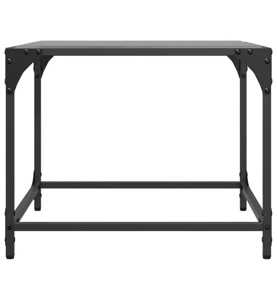 Couchtisch mit Glasplatte Schwarz 50x50x40 cm Stahl
