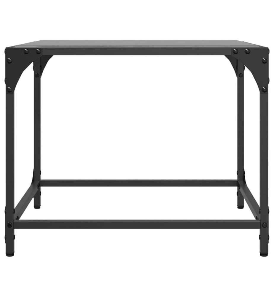 Couchtische mit Glasplatte 2 Stk. Schwarz 50x50x40 cm Stahl