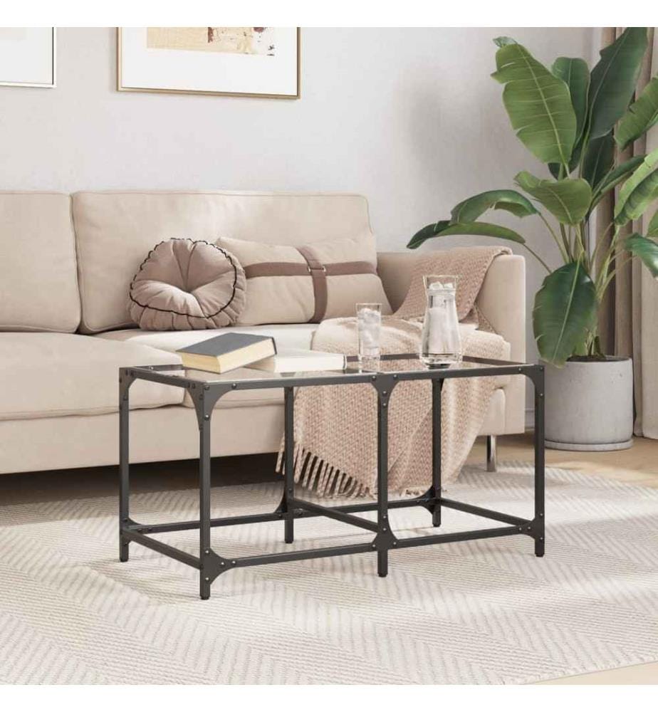 Couchtisch mit Glasplatte Transparent 78,5x40x40 cm Stahl