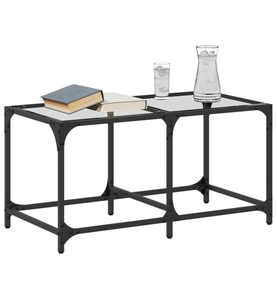 Couchtisch mit Glasplatte Transparent 78,5x40x40 cm Stahl