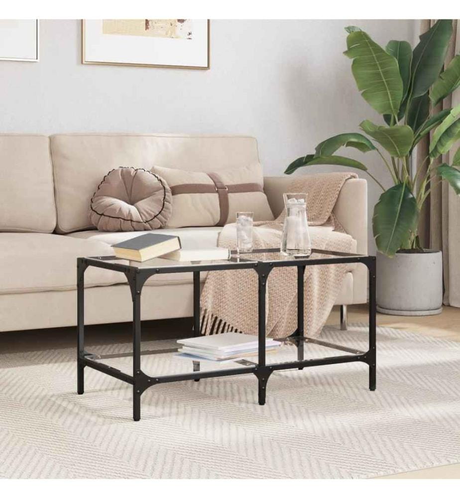 Couchtisch mit Glasplatte Transparent 78,5x40x40 cm Stahl