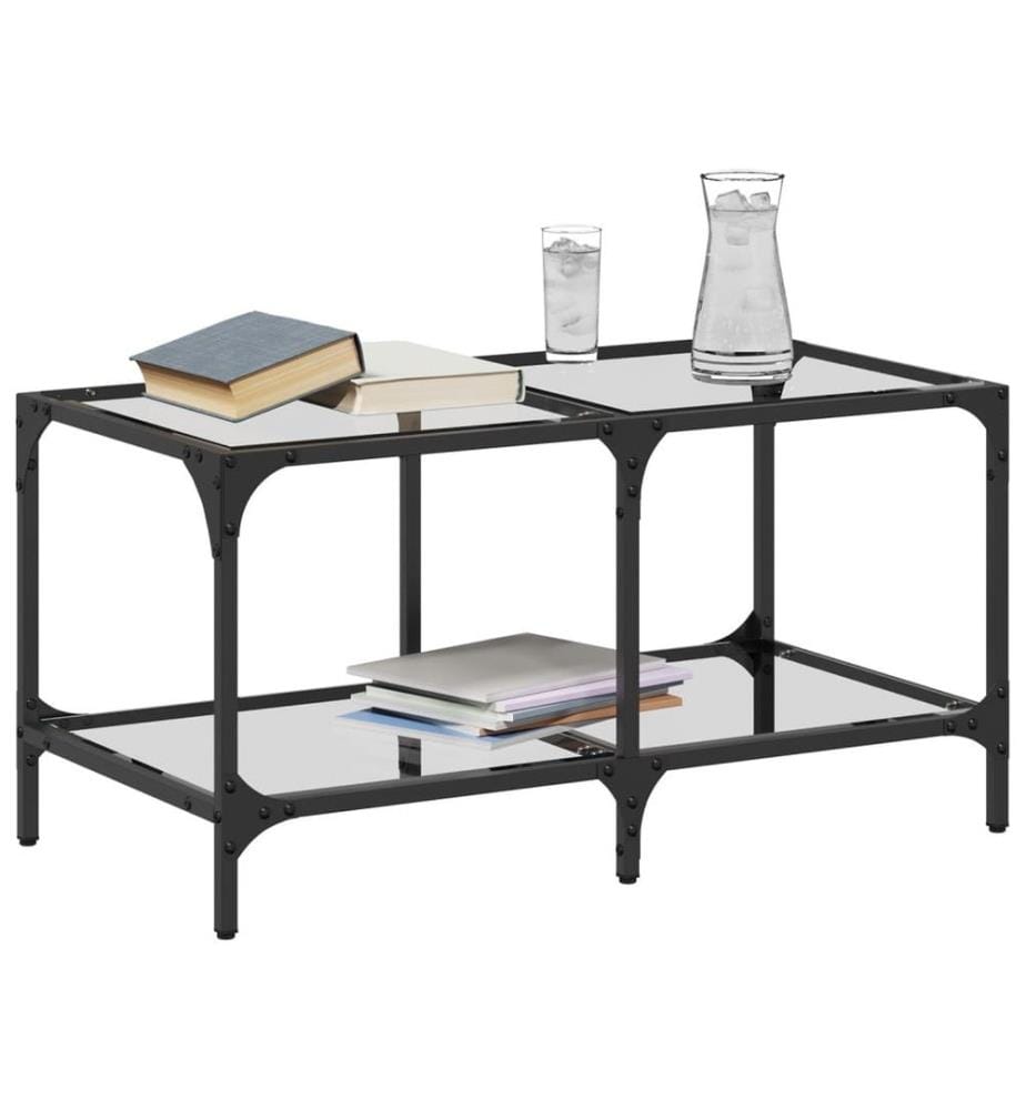 Couchtisch mit Glasplatte Transparent 78,5x40x40 cm Stahl