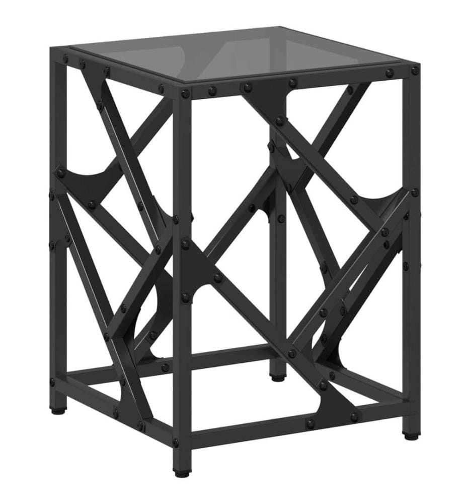 Couchtisch mit Glasplatte Schwarz 30x30x41 cm Stahl