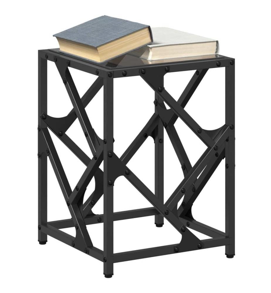 Couchtisch mit Glasplatte Schwarz 30x30x41 cm Stahl