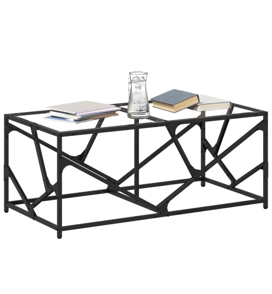Couchtisch mit Glasplatte Transparent 98,5x50x41 cm Stahl