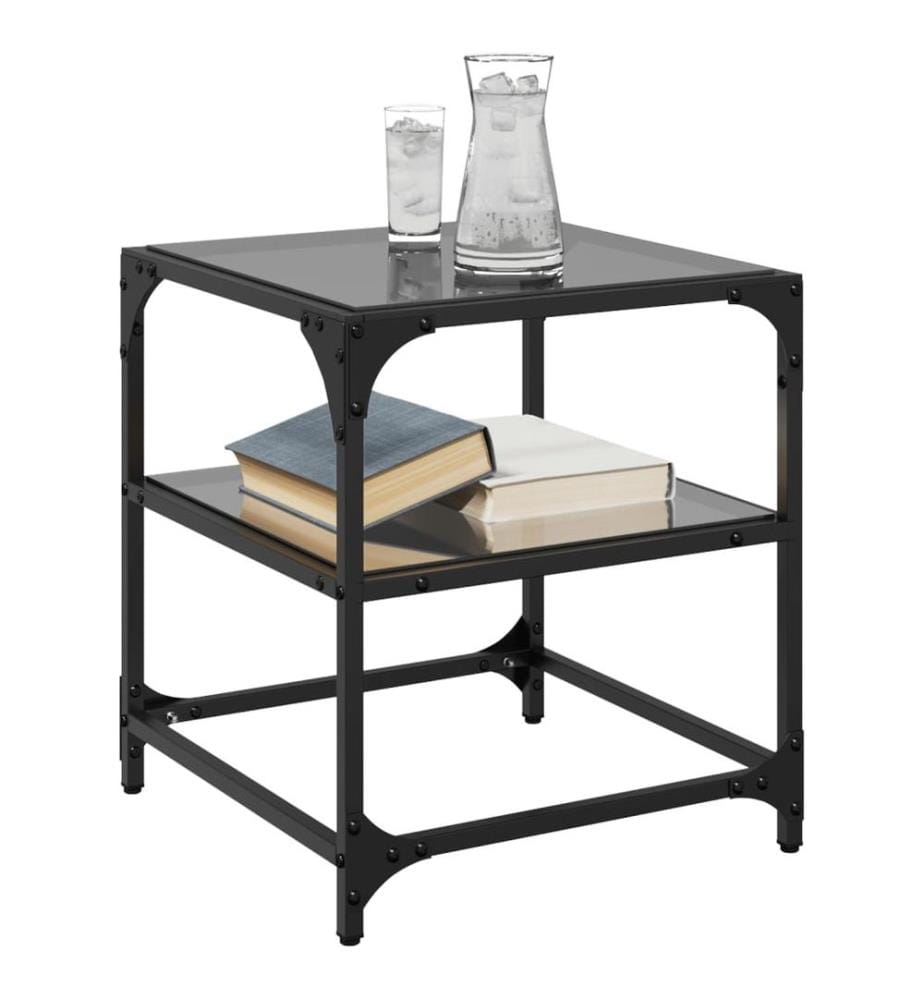 Couchtische mit Glasplatten 2 Stk. Schwarz 40x40x45 cm Stahl