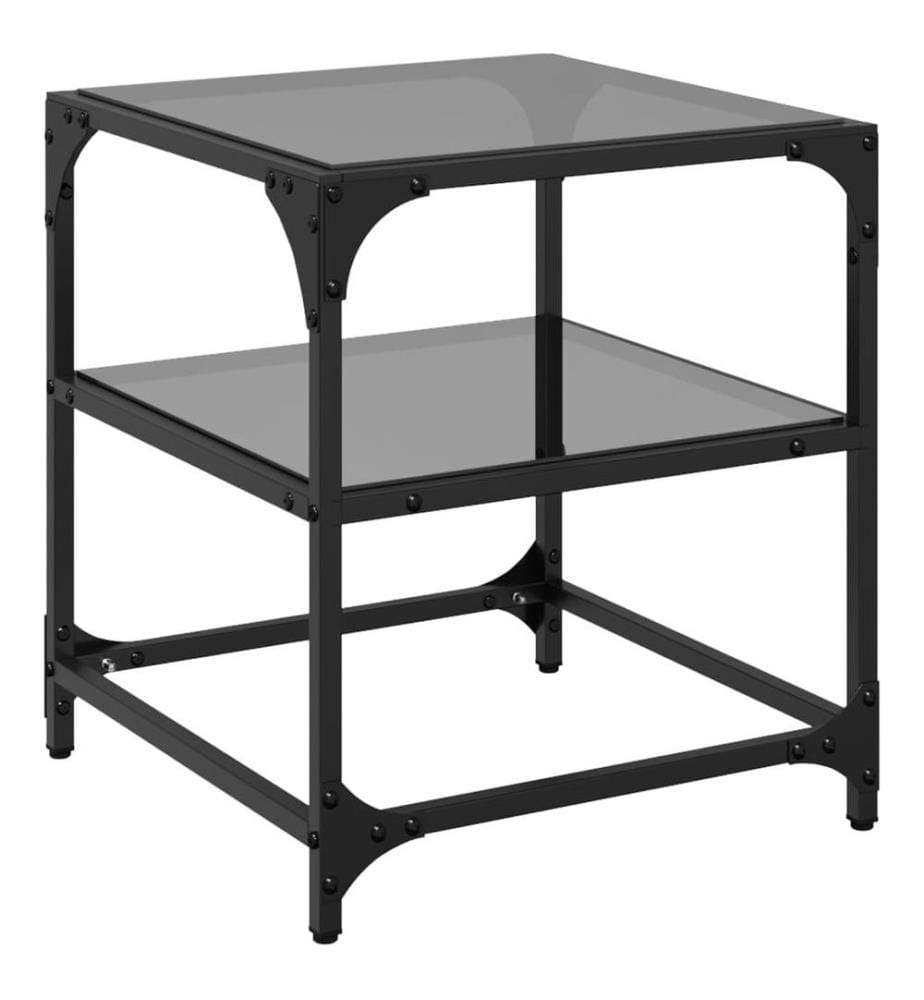 Couchtische mit Glasplatten 2 Stk. Schwarz 40x40x45 cm Stahl