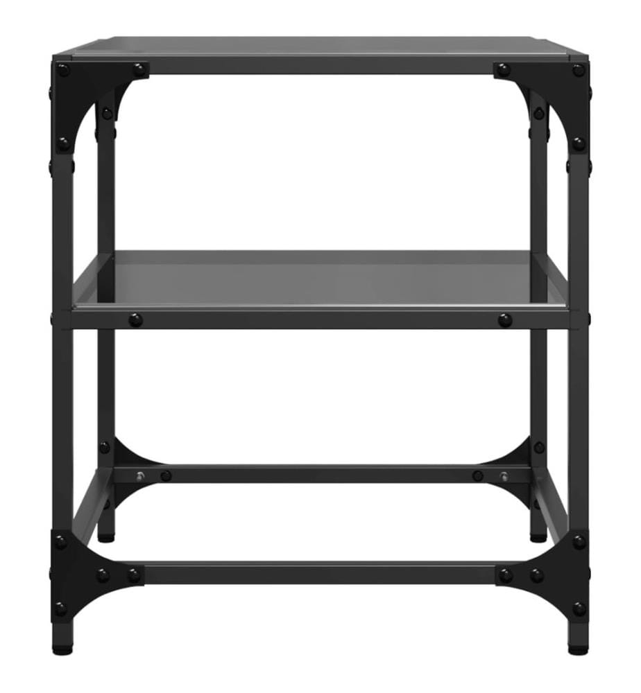 Couchtische mit Glasplatten 2 Stk. Schwarz 40x40x45 cm Stahl