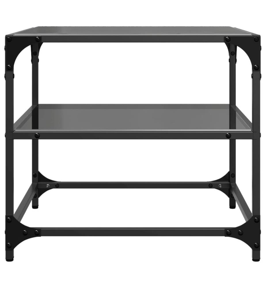 Couchtisch mit Glasplatte Schwarz 50x50x45 cm Stahl