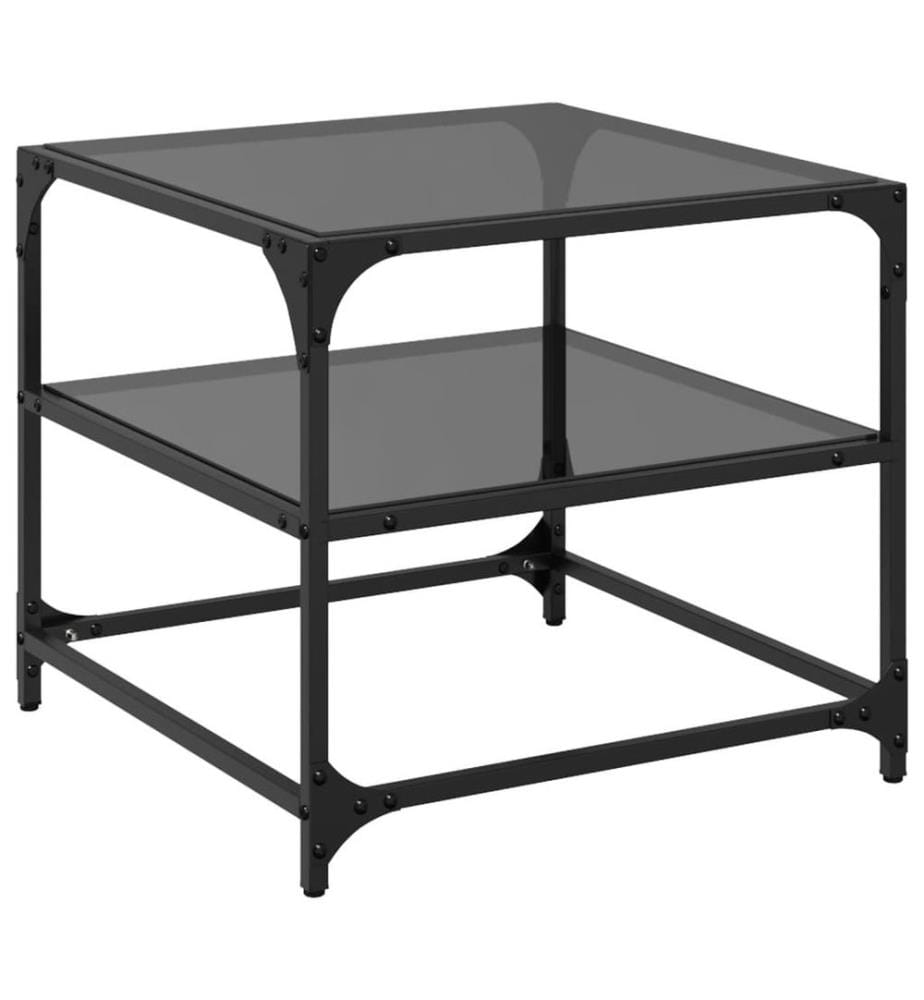 Couchtische mit Glasplatten 2 Stk. Schwarz 50x50x45 cm Stahl