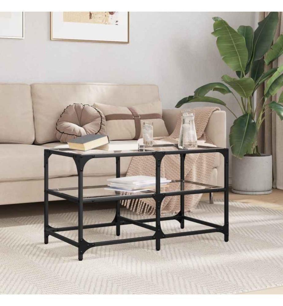 Couchtisch mit Glasplatte Transparent 78,5x40x45 cm Stahl
