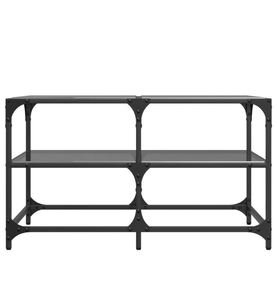 Couchtisch mit Glasplatte Schwarz 78,5x40x45 cm Stahl