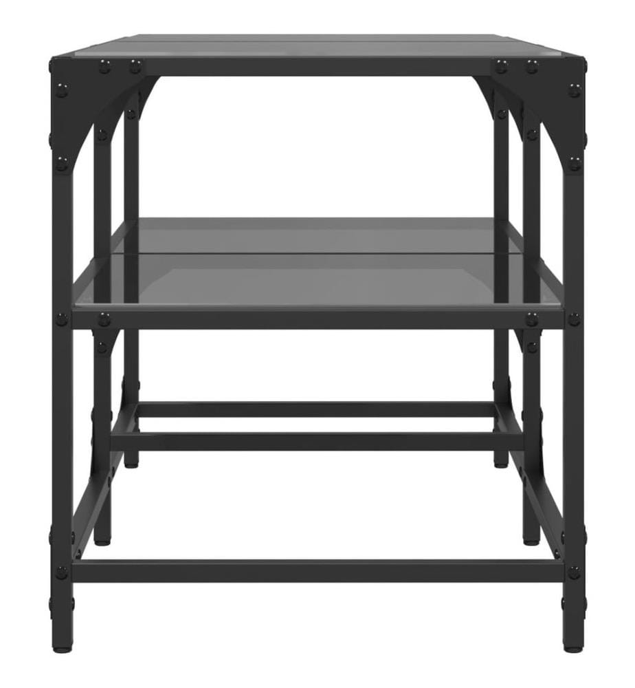 Couchtisch mit Glasplatte Schwarz 78,5x40x45 cm Stahl