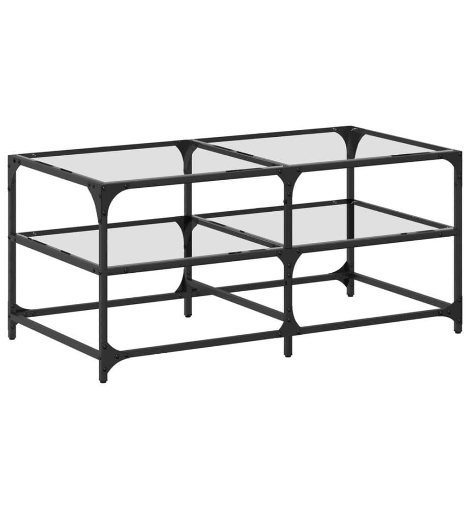 Couchtisch mit Glasplatte Transparent 98,5x50x45 cm Stahl