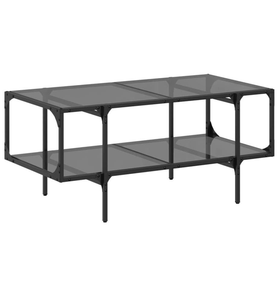 Couchtisch mit Glasplatte Schwarz 98,5x50x45 cm Stahl