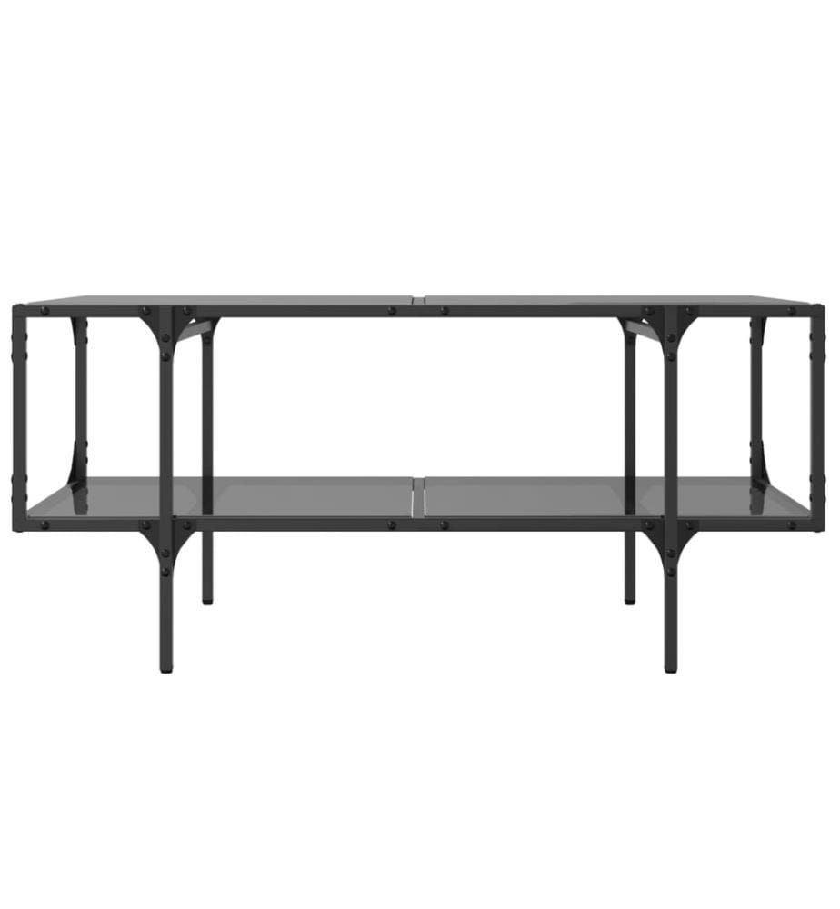 Couchtisch mit Glasplatte Schwarz 98,5x50x45 cm Stahl