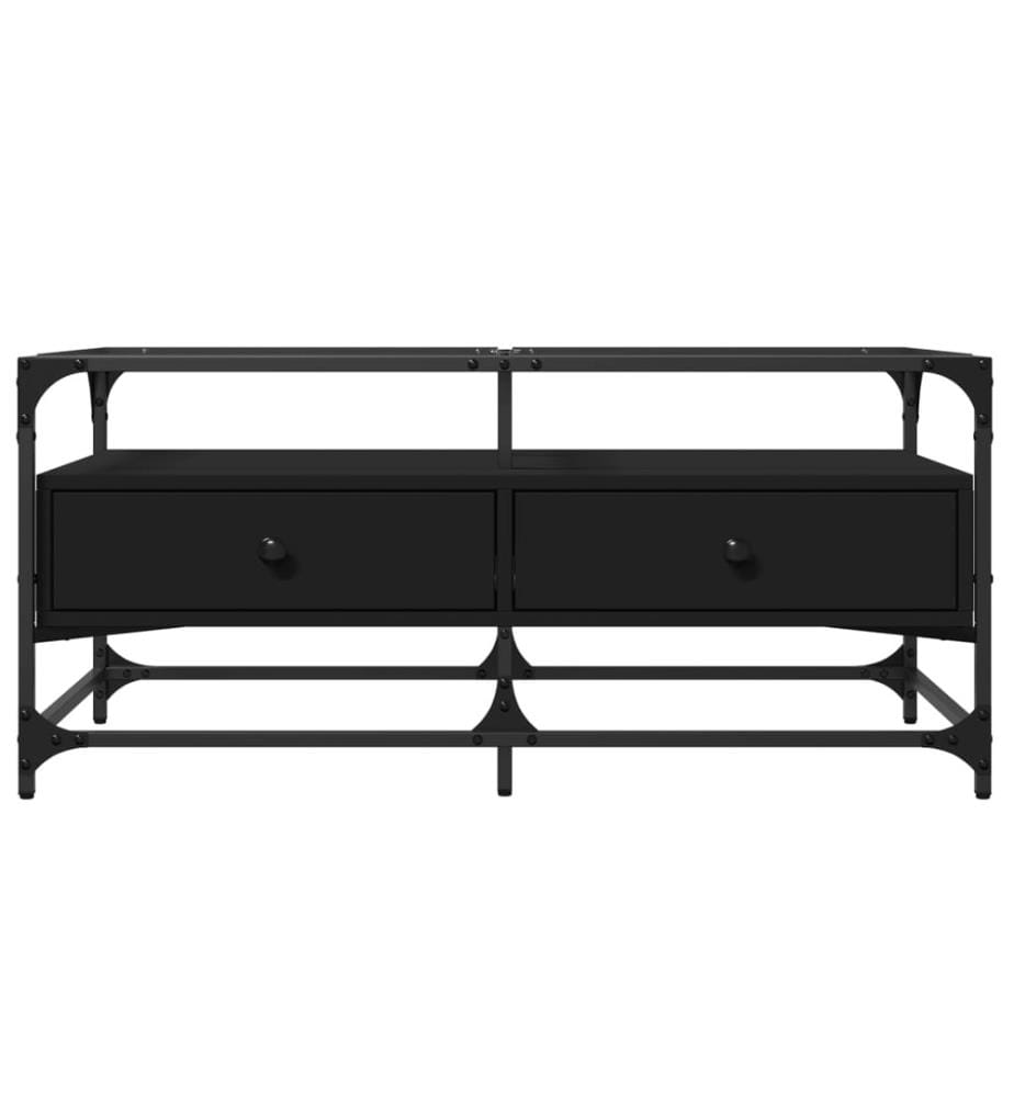 Couchtisch mit Glasplatte Schwarz 98,5x50x45 cm Stahl
