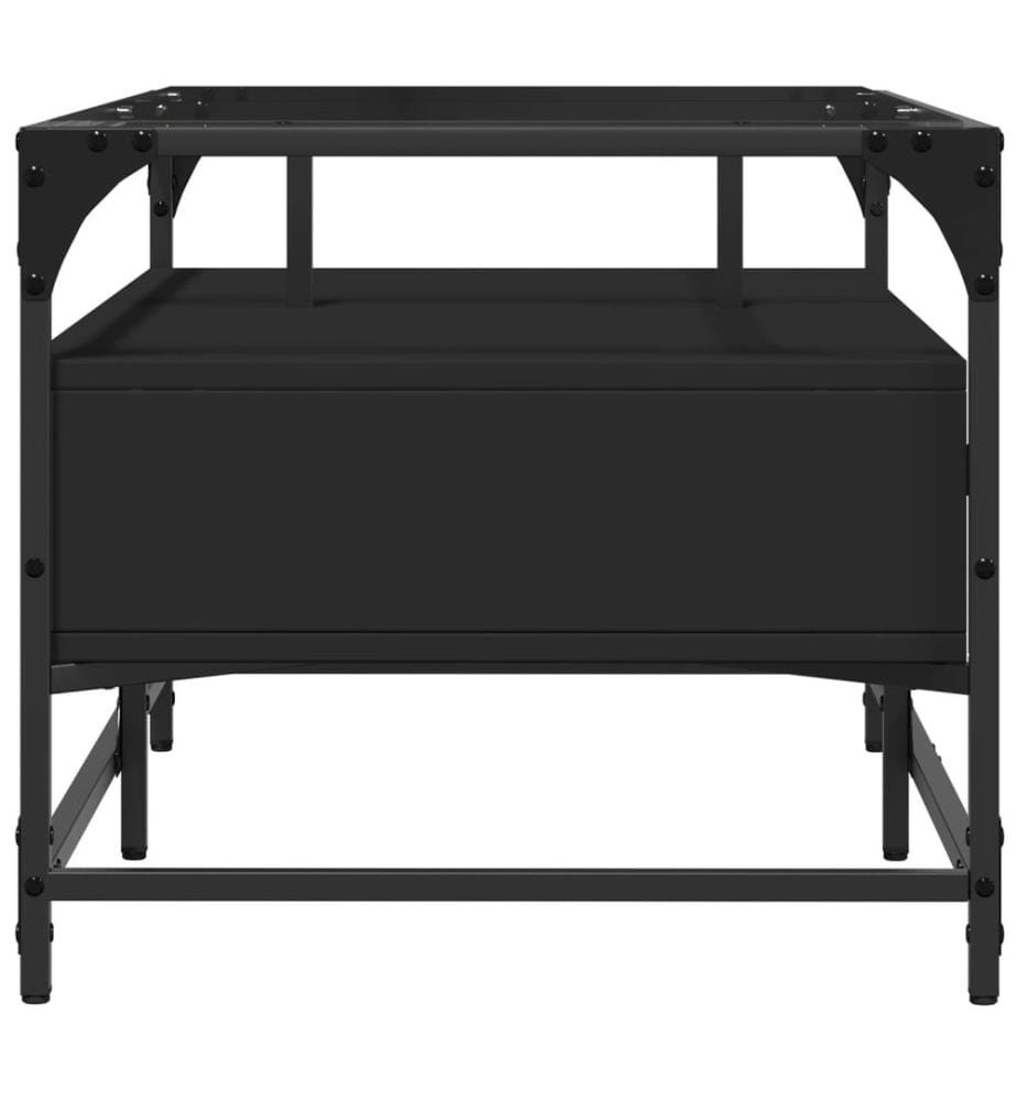 Couchtisch mit Glasplatte Schwarz 98,5x50x45 cm Stahl