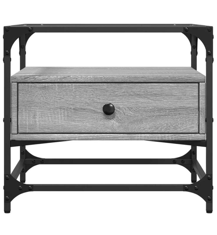 Couchtisch mit Glasplatte Grau Sonoma 50x50x45 cm Stahl