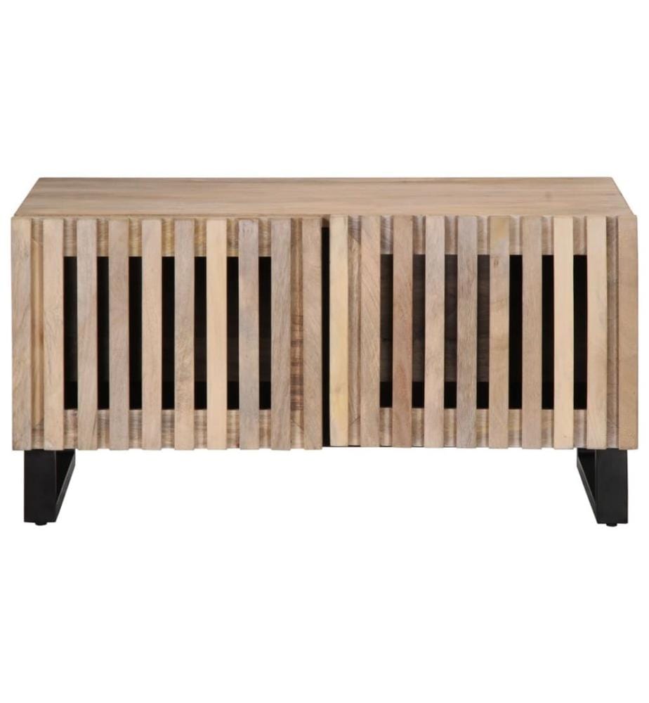 Couchtisch Weiss 80x51x40 cm Massivholz Mango