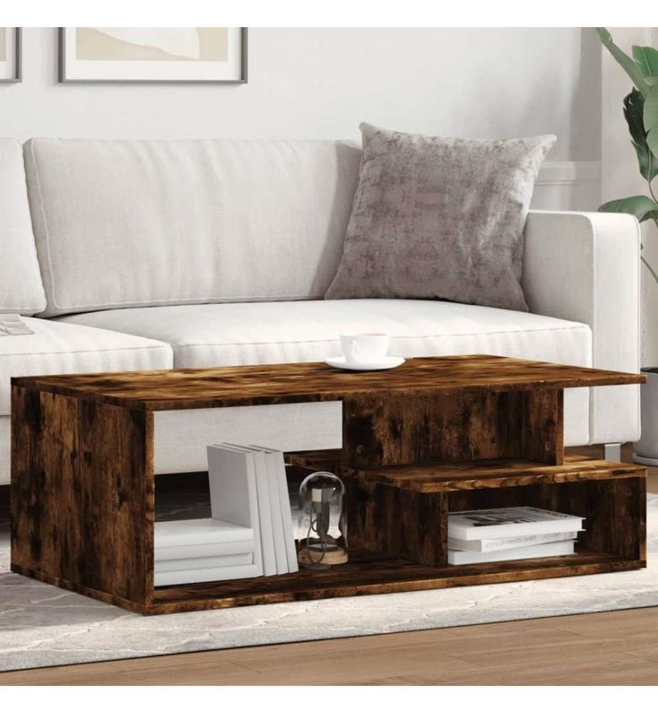 Table basse chêne fumé 102x55x35 cm bois d'ingénierie