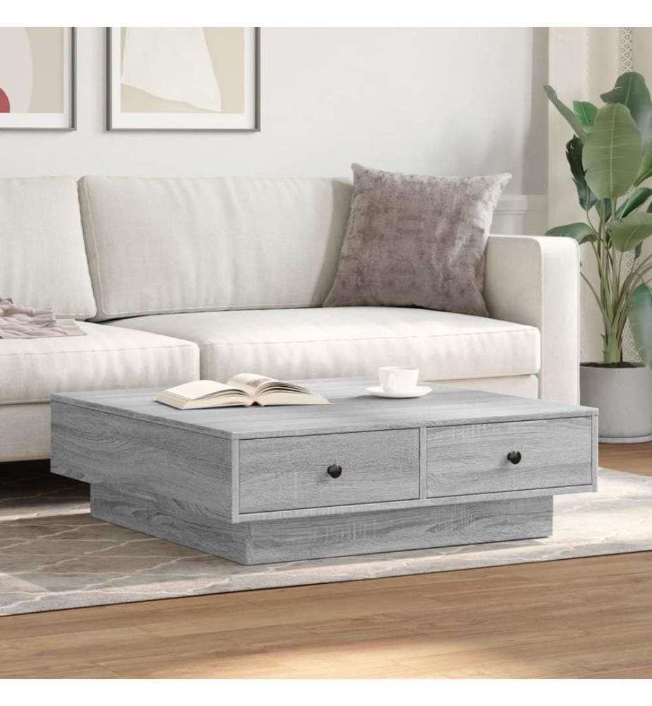 Table basse Sonoma gris 90x90x28 cm Bois d'ingénierie