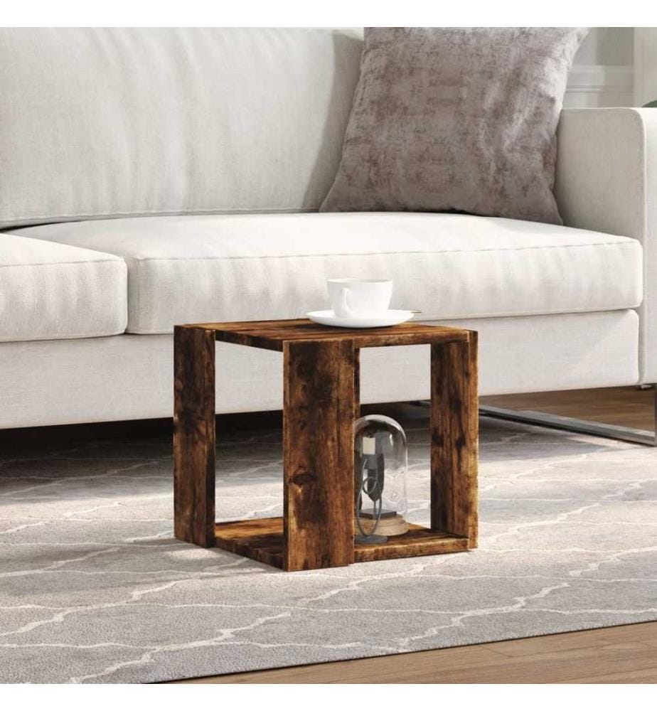 Table basse chêne fumé 32x32x30 cm bois d'ingénierie