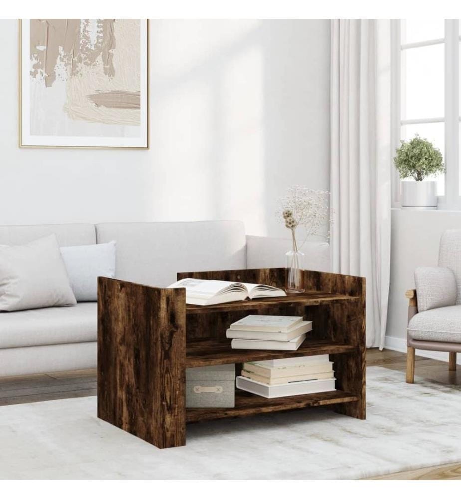 Table basse chêne fumé 80x50x50 cm bois d'ingénierie