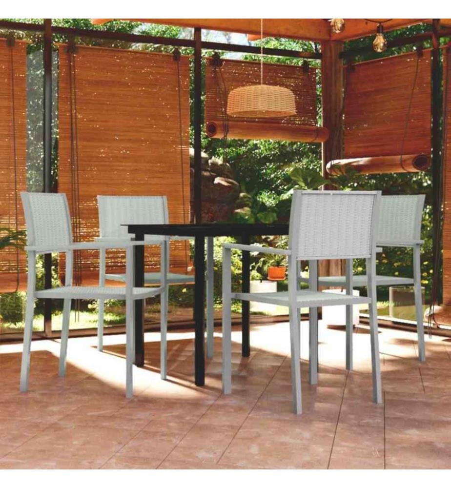 Ensemble de salle à manger de jardin 5 pcs Blanc