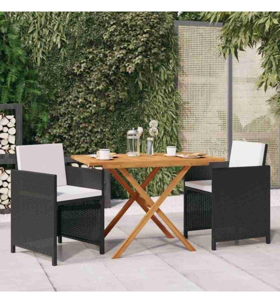 3-tlg. Garten-Essgruppe mit Kissen Schwarz