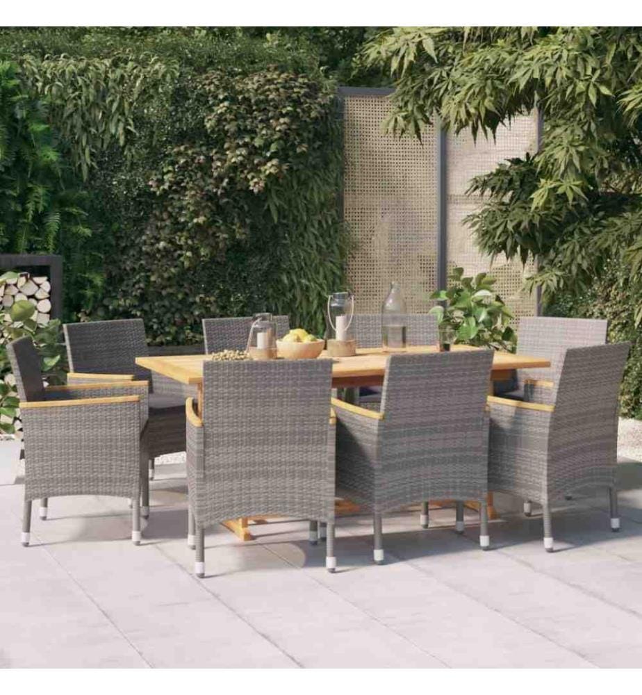 9-tlg. Garten-Essgruppe mit Kissen Grau