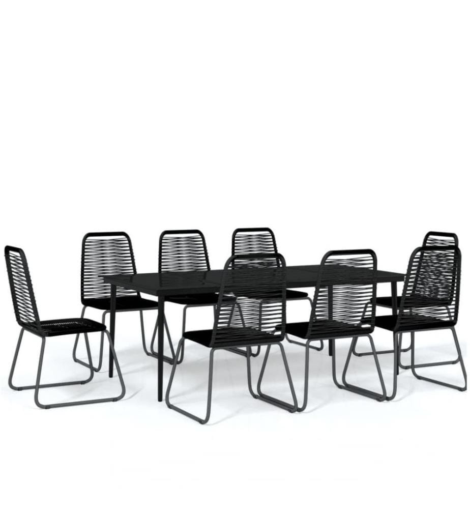 Ensemble de salle à manger de jardin 9 pcs Noir