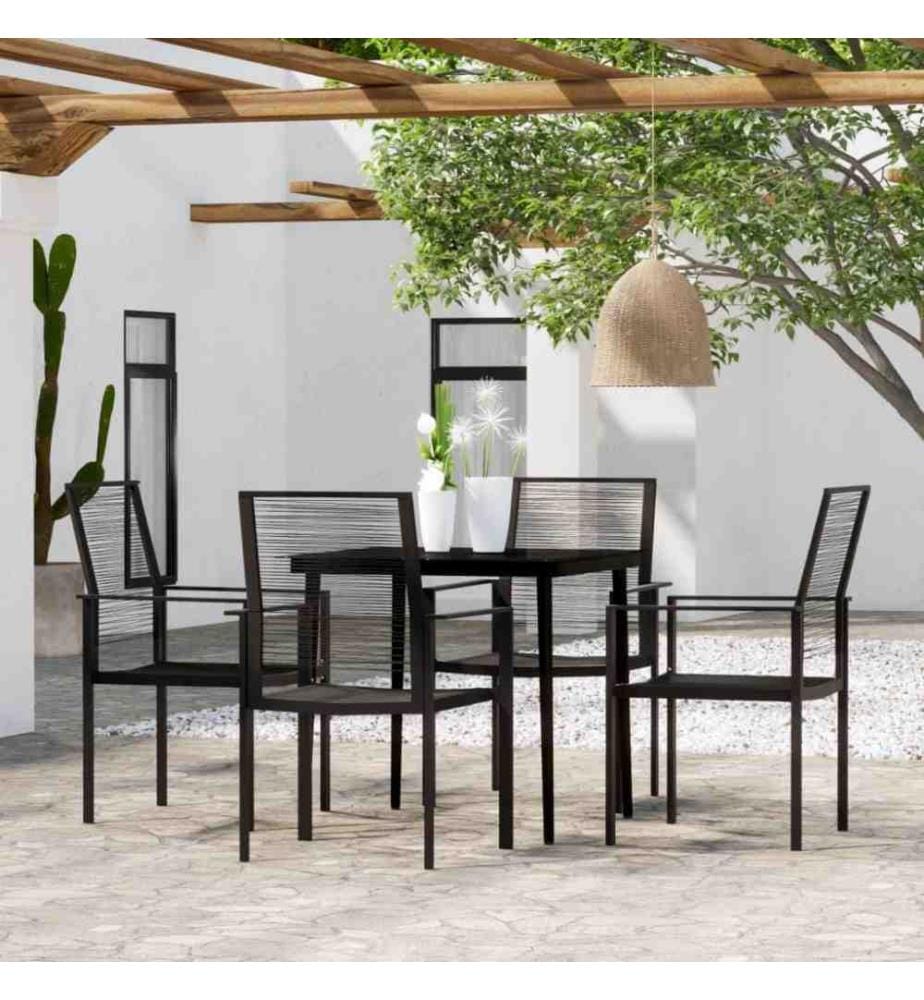 Ensemble de salle à manger de jardin 5 pcs Noir