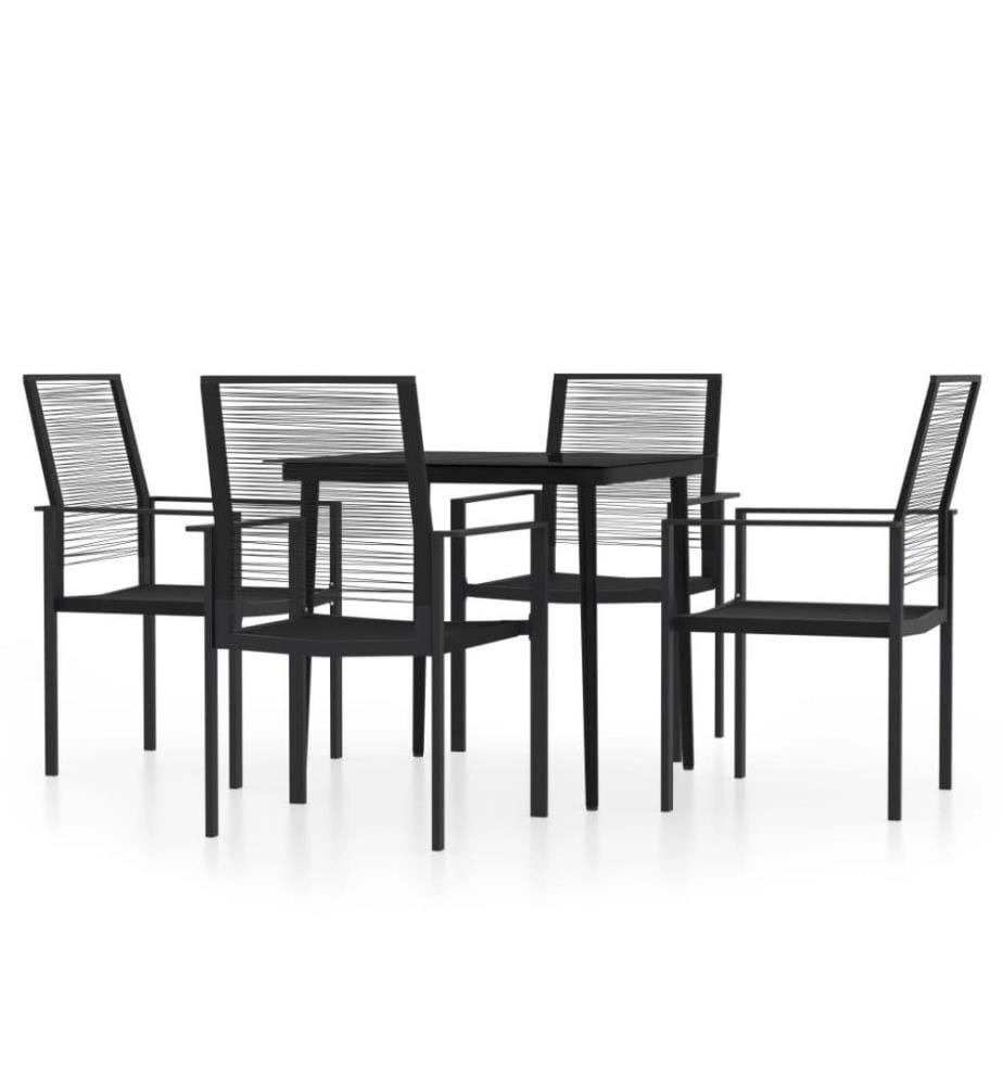 Ensemble de salle à manger de jardin 5 pcs Noir