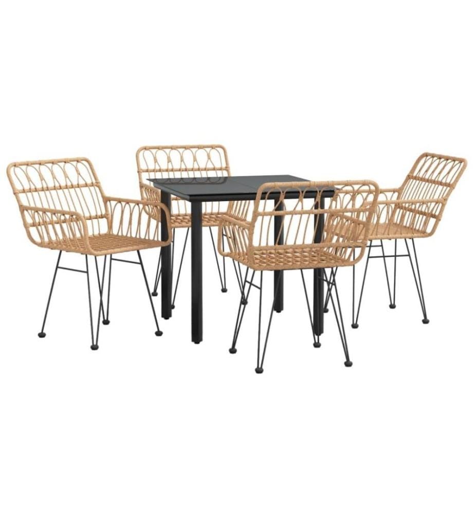 5-tlg. Garten-Essgruppe Poly Rattan